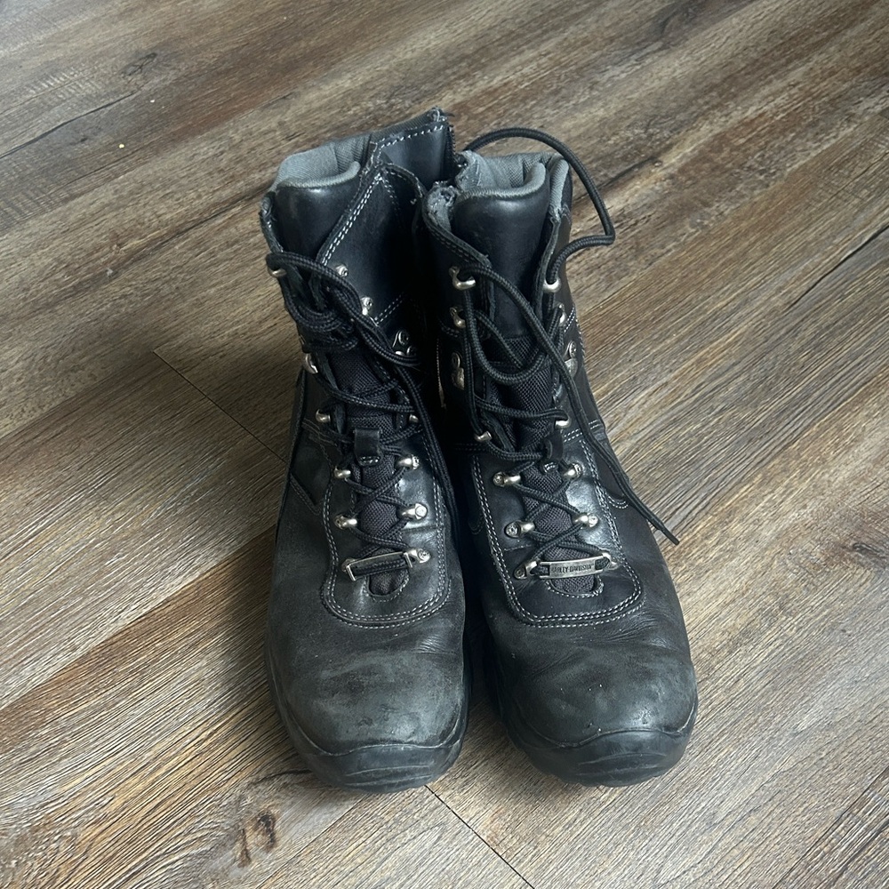 Men’s Harley-Davidson Waterproof Black Leather Lace-Up Riding Boots